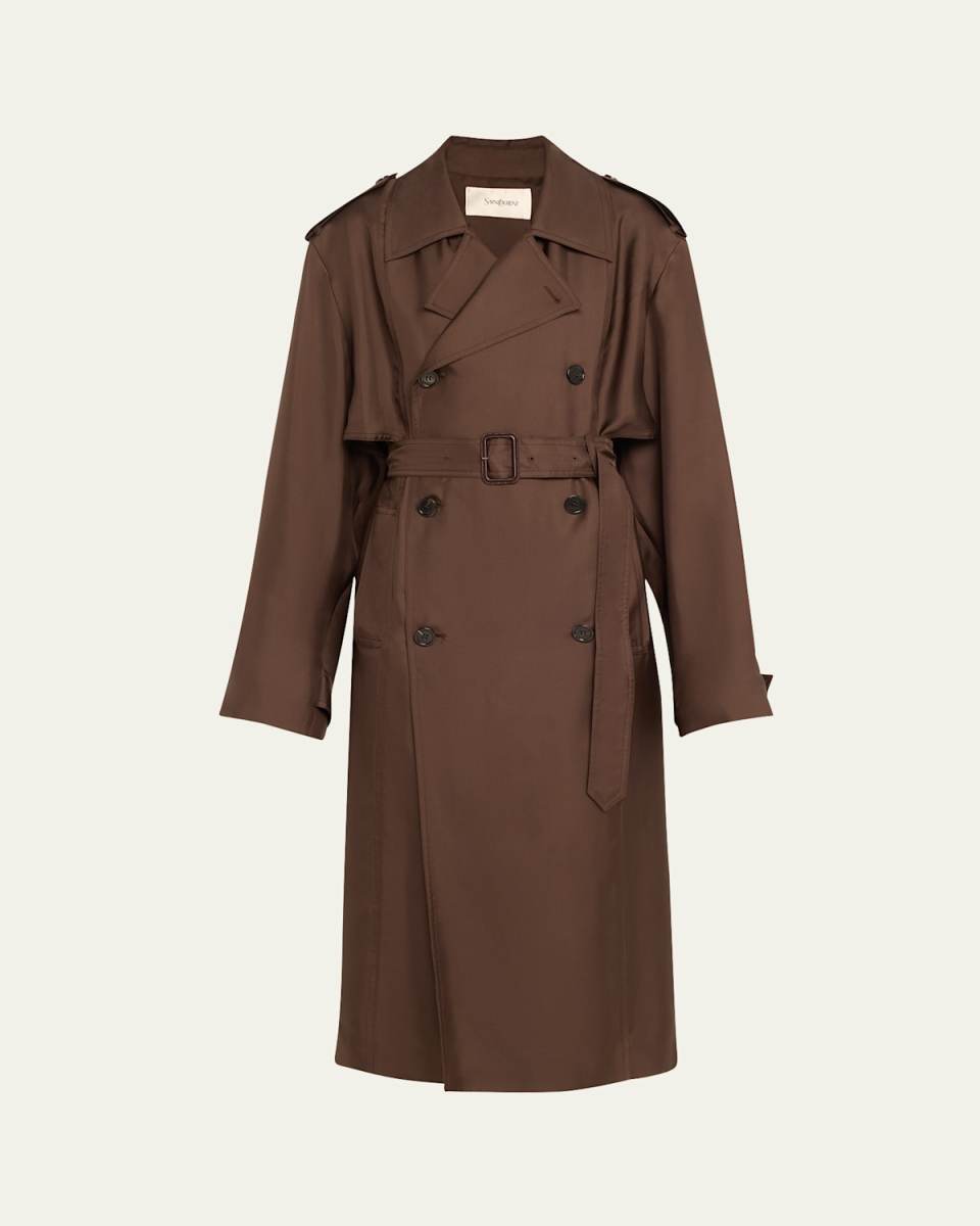 Belted Silk Trench Coat